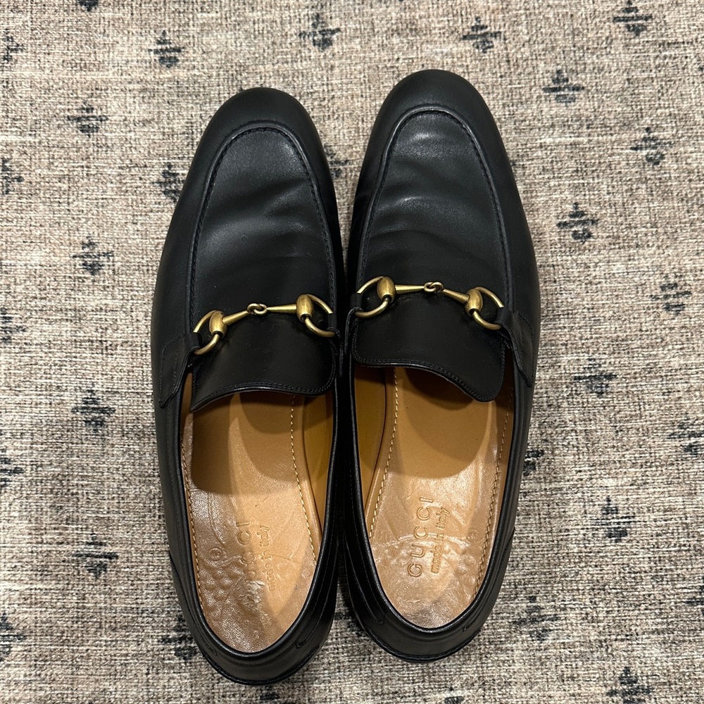 Gucci Jordaan Leather Loafers with Brass Detail (Men’s)